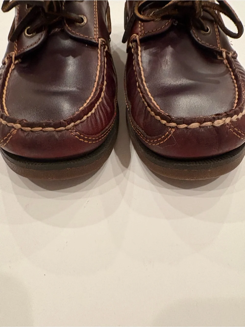 Sperry Men’s Burgundy Leather Boat Shoes with Tan Accents-9.5-beach-casual